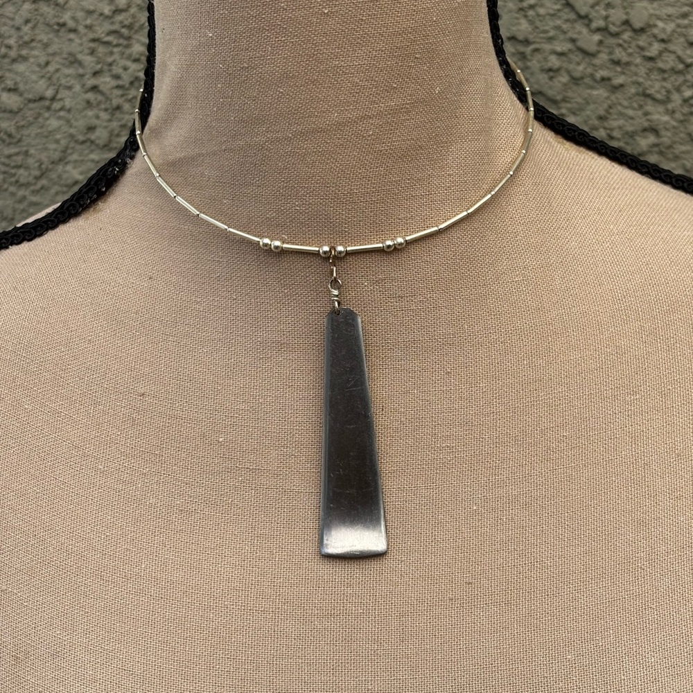 Sleek stainless steel spoon choker Necklace - Modern Women's Jewelry